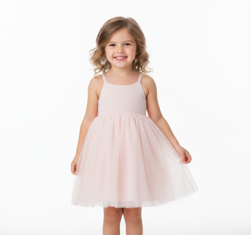 Girls Princess Dress Sleeveless Pink Tulle Party Dress for Kids – Birthday, Wedding, Holiday Outfit