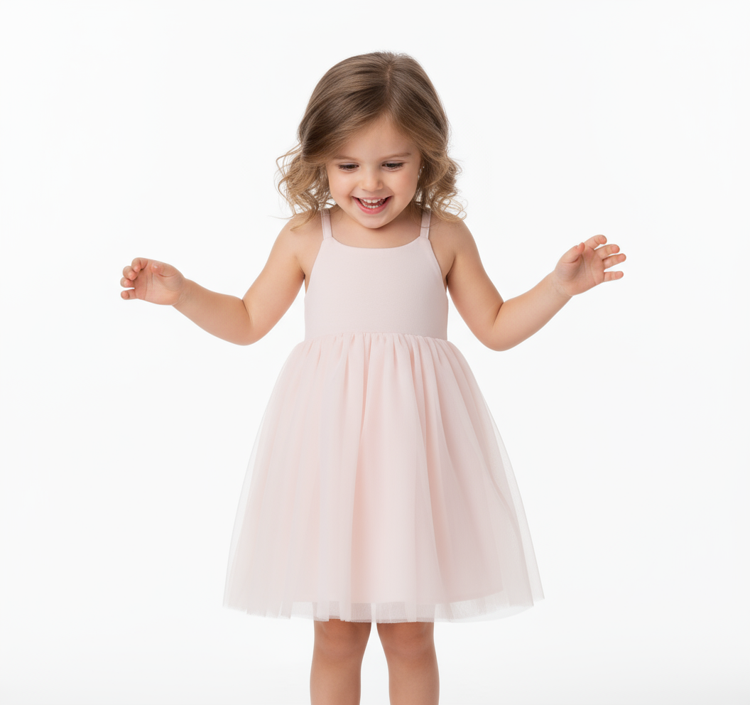 Girls Princess Dress Sleeveless Pink Tulle Party Dress for Kids – Birthday, Wedding, Holiday Outfit