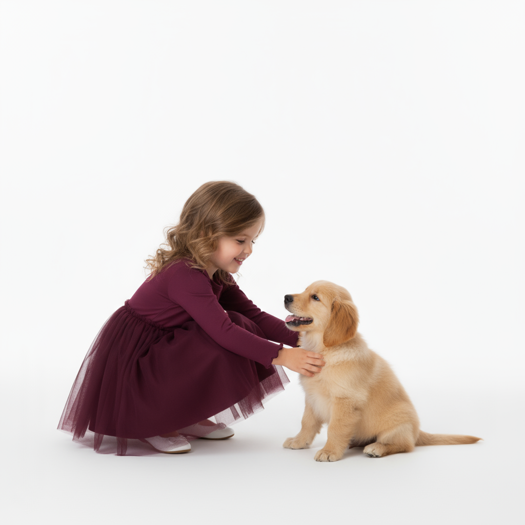 Girls Burgundy Long Sleeve Tulle Dress – Elegant Princess Party Outfit for Kids, Fall & Winter Birthday Dress